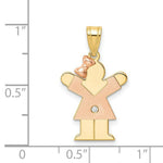 Load image into Gallery viewer, 14K Two-tone Yellow Rose Gold 0.015-Carat Diamond Girl with Bow The Kids Pendant