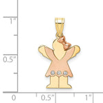 Load image into Gallery viewer, 14K Two-tone Yellow Rose Gold 0.03-Carat 3 Diamond Girl with Bow The Kids Pendant