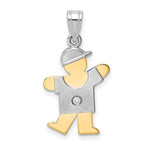 Load image into Gallery viewer, 14K Two-tone Gold 0.015-Carat Diamond Boy with Cap The Kids Pendant
