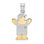 Load image into Gallery viewer, 14K Two-tone Gold 0.02-Carat 2 Diamond Boy with Cap The Kids Pendant