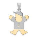 Load image into Gallery viewer, 14K Two-tone Gold 0.03-Carat 2 Diamond Boy with Cap The Kids Pendant