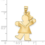 Load image into Gallery viewer, 14K Yellow Gold Puffed Girl with Bow on Right Engravable Charm Pendant