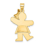 Load image into Gallery viewer, 14K Yellow Gold Puffed Girl with Bow on Right Engravable Charm Pendant