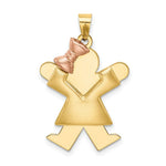 Load image into Gallery viewer, 14K Two-tone Gold Puffed Girl with Bow on Left Engravable Charm Pendant