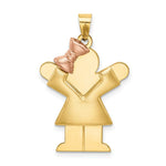 Load image into Gallery viewer, 14K Two-tone Gold Puffed Girl with Bow on Left Engravable Charm Pendant
