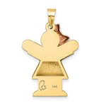 Load image into Gallery viewer, 14K Two-tone Gold Puffed Girl with Bow on Left Engravable Charm Pendant