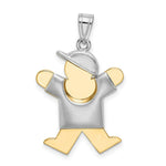 Load image into Gallery viewer, 14K Two-tone Gold Puffed Boy with Hat on Right Engravable Charm Pendant