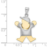 Load image into Gallery viewer, 14K Two-tone Gold Puffed Boy with Hat on Right Engravable Charm Pendant