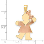 Load image into Gallery viewer, 14K Two-tone Gold Puffed Girl with Bow on Right Engravable Charm Pendant