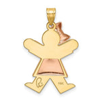 Load image into Gallery viewer, 14K Two-tone Gold Puffed Girl with Bow on Left Engravable Charm Pendant