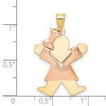 Load image into Gallery viewer, 14K Two-tone Gold Puffed Girl with Bow on Left Engravable Charm Pendant