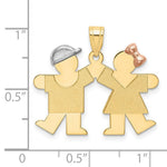 Load image into Gallery viewer, 14K Tri-Color Gold Small Boy on Left & Girl on Right Engravable Charm Pendant