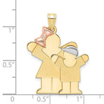 Load image into Gallery viewer, 14K Tri-Color Gold Big Girl & Little Boy Engravable Charm Pendant