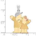 Load image into Gallery viewer, 14K Tri-Color Gold Big Boy & Little Girl Engravable Charm Pendant
