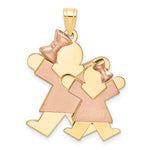 Load image into Gallery viewer, 14K Two-tone Gold Big Girl & Little Girl Engravable Charm Pendant