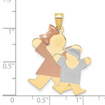 Load image into Gallery viewer, 14K Tri-Color Gold Big Girl & Little Boy Engravable Charm Pendant