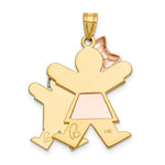 Load image into Gallery viewer, 14K Tri-Color Gold Big Girl & Little Boy Engravable Charm Pendant