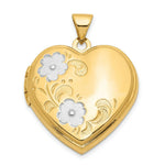 Load image into Gallery viewer, 14K Yellow Gold & Rhodium Floral Heart Locket 26x22mm