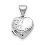 Load image into Gallery viewer, 14K White Gold Polished Heart-Shaped Floral Locket 15x10mm