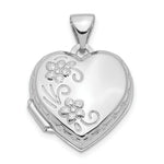 Load image into Gallery viewer, 14K White Gold Polished Heart-Shaped Reversible Floral Locket 21x16mm