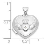 Load image into Gallery viewer, 14K White Gold Polished Diamond Heart-Shaped Claddagh Locket 21x15mm