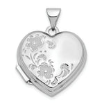 Load image into Gallery viewer, 14K White Gold Polished Heart-Shaped Floral Locket 24x19mm