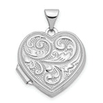 Load image into Gallery viewer, 14K White Gold Scrolled Love you always Heart Locket 24x19mm