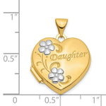 Load image into Gallery viewer, 14K Yellow Gold w/ Rhodium Daughter Floral 18mm Heart Locket 24x19mm