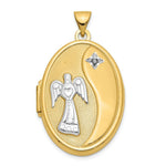 Load image into Gallery viewer, 14K Yellow Gold Guardian Angel with Diamond 26mm Oval Locket 34x26mm