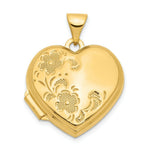 Load image into Gallery viewer, 14K Yellow Gold 18mm Polished Heart-Shaped Floral Locket 24x19mm