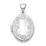 Load image into Gallery viewer, 14K White Gold 17mm Oval Leaf Floral Hand Engraved Locket 25x17mm