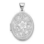 Load image into Gallery viewer, 14K White Gold 21mm Oval Floral Scroll Border Locket 30x21mm