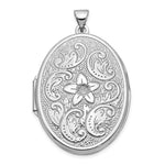 Load image into Gallery viewer, 14K White Gold 32mm Oval Flower With Scrolls Locket 41x32mm