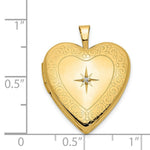 Load image into Gallery viewer, 14K Yellow Gold 20mm Side Swirls w/ Diamond Heart Locket 25x20mm
