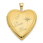 Load image into Gallery viewer, 14K Yellow Gold 20mm I Love You w/ Diamond Heart Locket 24x20mm