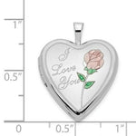 Load image into Gallery viewer, 14K Yellow Gold 20mm White Gold Enamel Rose I Love You Heart Locket 24x20mm