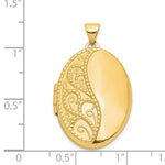 Load image into Gallery viewer, 14K Yellow Gold 26mm Oval 1/2 Hand Engraved Locket 26x20mm