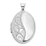 Load image into Gallery viewer, 14K White Gold 26mm Oval 1/2 Hand Engraved Locket 26x20mm