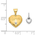 Load image into Gallery viewer, 14K Two-tone Gold 12mm Heart with Diamond Locket and Heart Charm 12x12mm