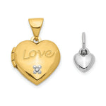 Load image into Gallery viewer, 14K Two-tone Gold 12mm Heart with Diamond Locket and Heart Charm 12x12mm