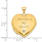 Load image into Gallery viewer, 14K Yellow Gold 21mm Heart with Diamond Locket (Heart Charm Inside Locket) 21x22mm