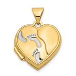 Load image into Gallery viewer, 14K Yellow Gold w/Rhodium 15mm Heart Foot Prints Locket 15x15mm