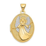 Load image into Gallery viewer, 14K Yellow Gold w/Rhodium 21mm Oval Guardian Angel Locket 21x18mm