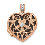 Load image into Gallery viewer, 14K Rose Gold 18mm Vintage Heart w/Diamond blk interior Locket