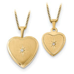 Load image into Gallery viewer, 14K Yellow Gold 16mmDiamond Heart Locket & Gold-plated Sterling 12mm Pendant