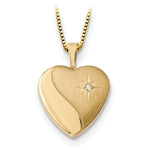 Load image into Gallery viewer, 14K Yellow Gold 16mm Diamond Heart Locket & Gold Plated Sterling Silver 12mm Pendant