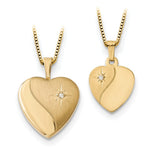 Load image into Gallery viewer, 14K Yellow Gold 16mm Diamond Heart Locket & Gold Plated Sterling Silver 12mm Pendant