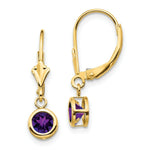 Load image into Gallery viewer, 14K Yellow Gold 5mm Amethyst Leverback Earring