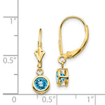 Load image into Gallery viewer, 14K Yellow Gold 5mm Blue Topaz Leverback Earring