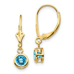Load image into Gallery viewer, 14K Yellow Gold 5mm Blue Topaz Leverback Earring
